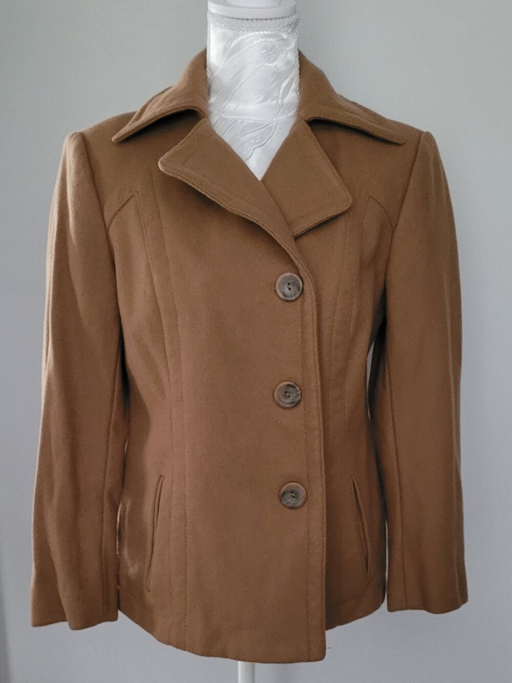 United Colors Of Benetton Tailored Camel Wool Pea Coat